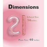 40 Inch Pink Large 2 Number Balloons Big Foil Helium Number Balloons 0