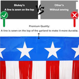 Parade Floats Foil Fringe Skirting Decorations - Pack Of 4 - Each 15" X 10 Feet American Flag Stripes And Stars Metallic Tinsel Patriotic Garland For 4Th Of July, Homecoming Or Christmas Float (4)
