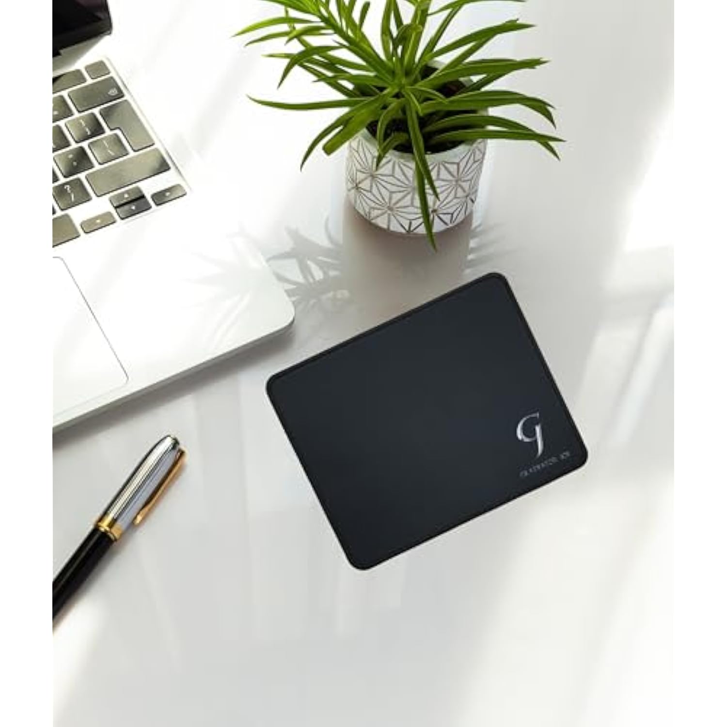 Mouse Pad Beautiful, Personalized Premium-Textured Custom Mouse Mat Design, Washable Mousepad Lycra Cloth, Non-Slip Rubber Base Computer Mouse Pads (Silvery Logo)