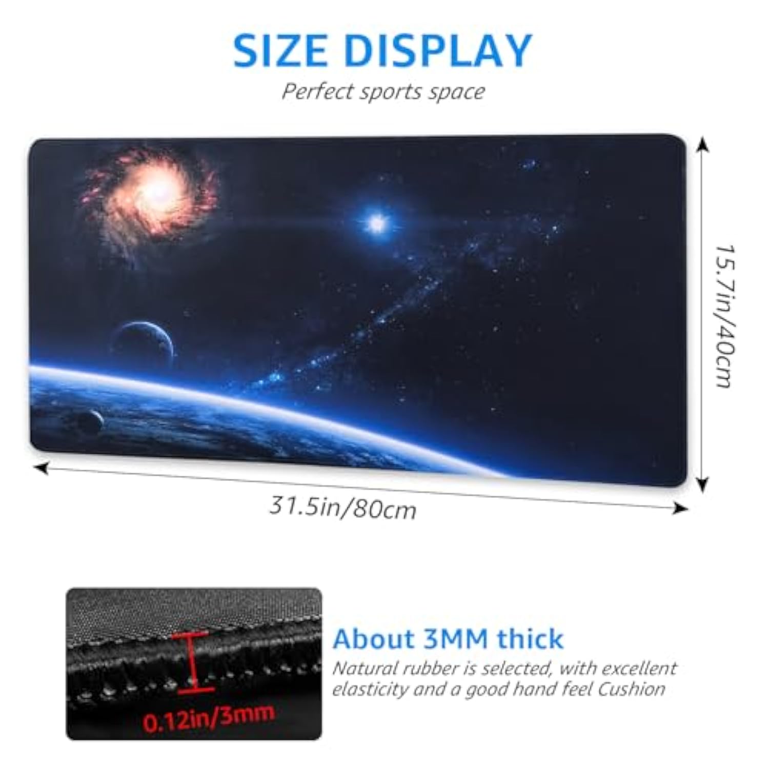 Extended Xxl Desk Mat With Cosmic Design,Space Galaxy With Gaming Mouse Pad, Computer Mouse Pad With Blue Earth And Stars,Mouse Pad Gaming For Gamer, Office & Home?31.5X15.7 Inches