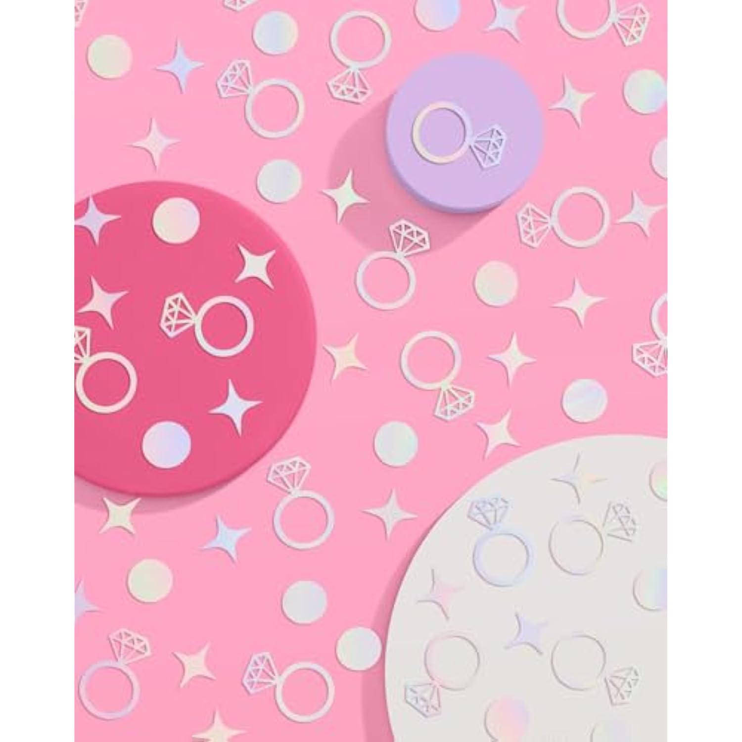 Bachelorette Party Iridescent Foil Confetti - 200 Pc | Engagement Party Decoration, Diamond Ring Table Decor, Bride To Be Bridal Shower Supplies, Engaged Era Decor