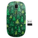 2.4Ghz Usb Wireless Mouse, Christmas Tree Pattern, Ergonomic Slim Computer Mice For Kids