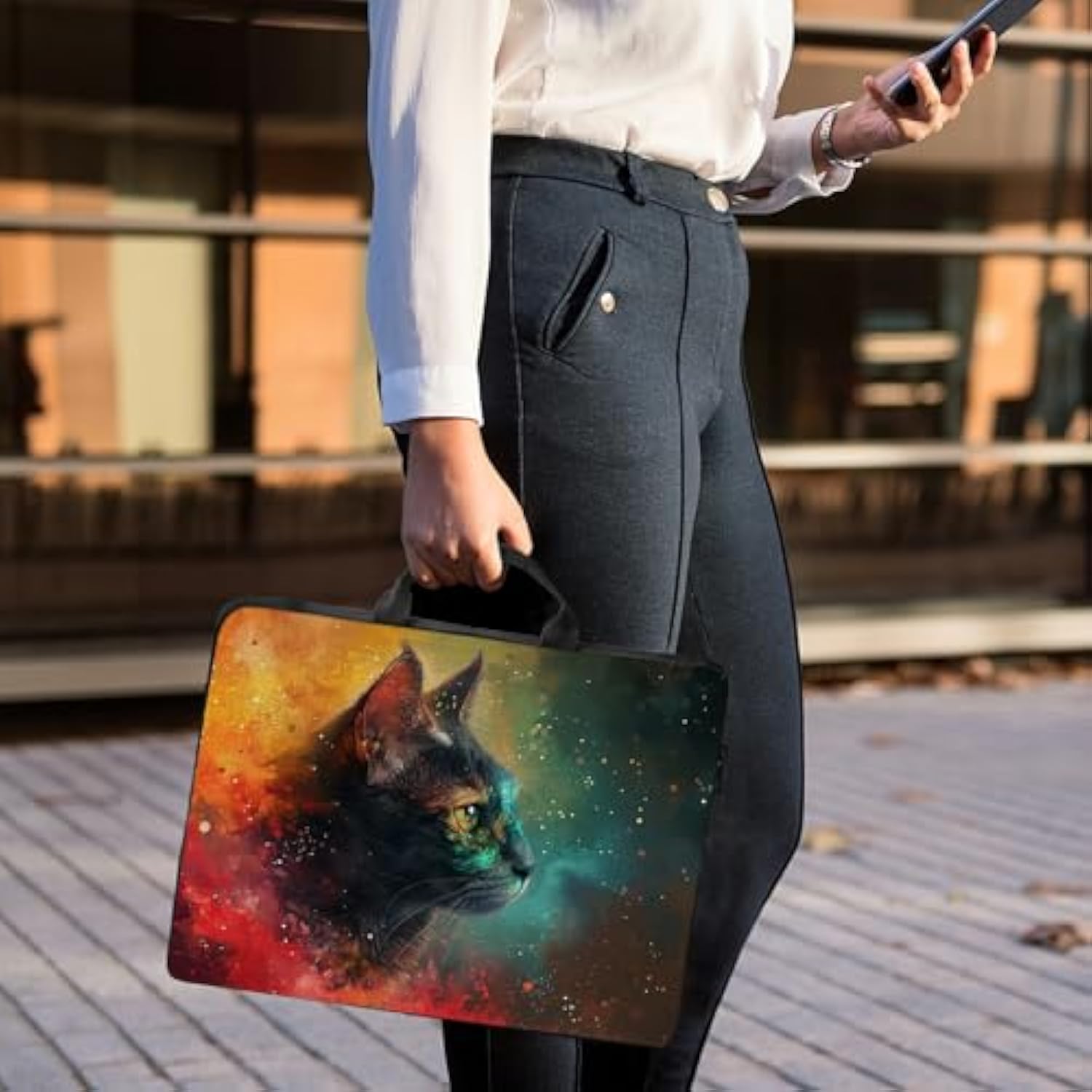 Cat Laptop Sleeve Case,14 15 15.4 15.6 Inch Laptop Bag Case With Handle For Women,Traveling Computer Sleeve Compatible With Macbook,Hp,Dell,Lenovo