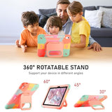 For (A16) 11Th Generation 11 Inch 2025/ Case 10.9 Inch 2022 With 360 Rotating Grip Magic Stand,Pen Slot/Key Chain/Shoulder Strap,Case For 10Th Gen (Colorful Pink)
