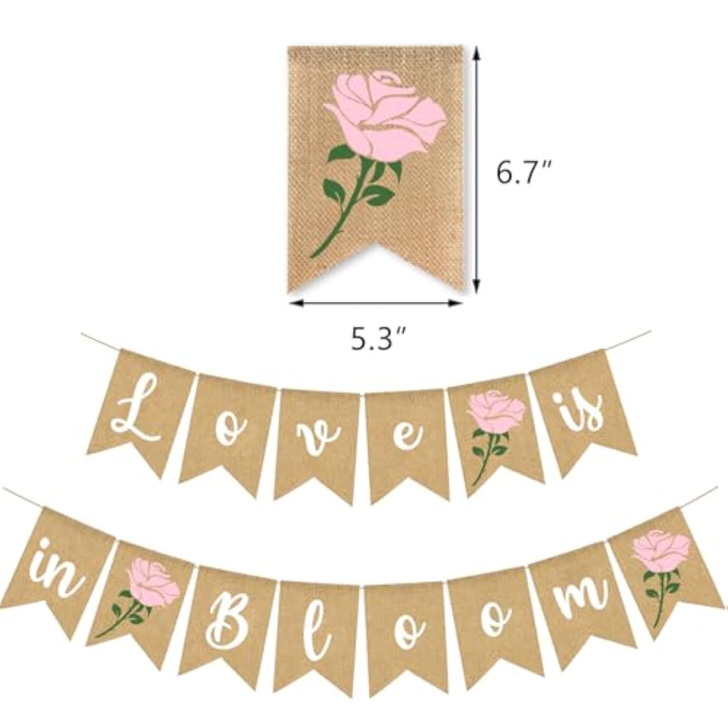 Love Is In Bloom Banner Floral Bridal Shower Decoration Flower Burlap Garlands Blooming Shower Supplies, Pink