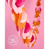 Pink + Orange Groovy Paper Flower Garland - 10 Ft. | 3D 70S Kids Birthday Party Decoration, Cute Tissue Paper Bachelorette Supplies, Hanging Photo Booth Backdrop