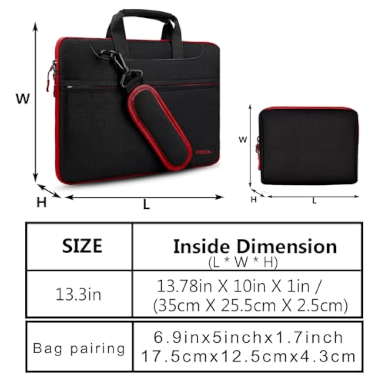 Slim Laptop Shoulder Bag 13-14 Inch Handbag With Small Case Compatible With Macbook Pro 14" M4/M3/M2/M1 2025-2021, 13.3" Mac Air/Pro, Xps 13/14 And Most 13"-14" Notebooks,Red Zipper