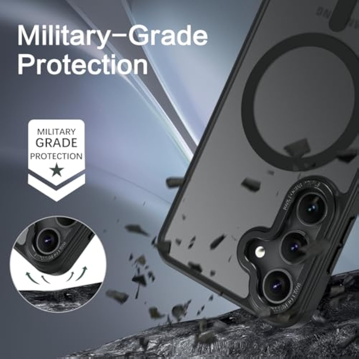 Magnetic For Samsung Galaxy S24 Plus Case [Compatible With ] Translucent Matte Slim Thin Shockproof Anti-Yellow Women Men Protective Phone Cases Cover For Samsung S24 Plus 6.7", Black