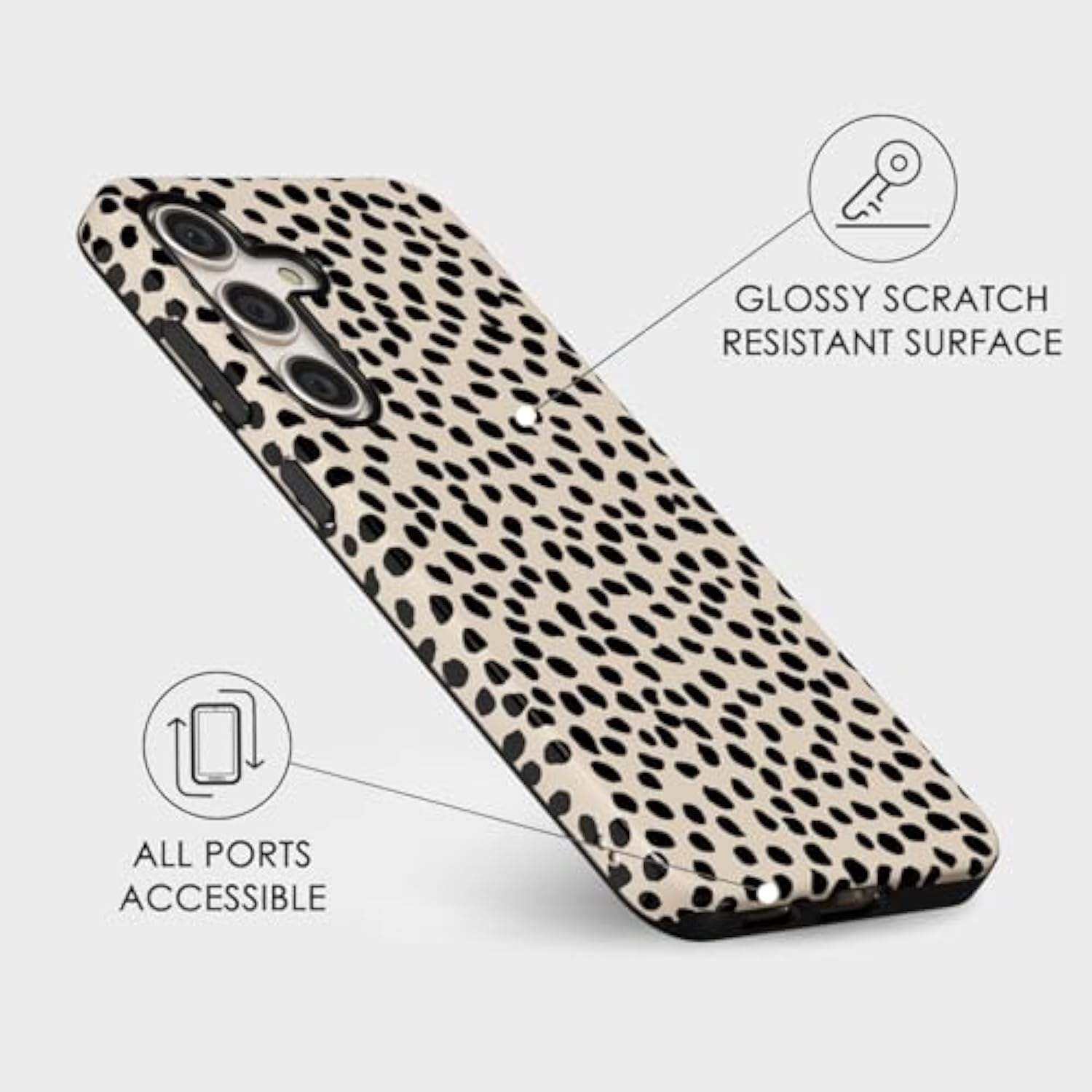 Cheetah Print Phone Case For Samsung Galaxy S25 Plus Case Girly, Cute Leopard Case For Women, Luxury Trendy Retro Animal Print Design, Aesthetic Pattern Hard Shell Plastic Cover, Beige Dots