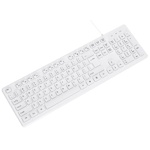 Mcsaite Wired White Usb 104 Keys Computer Keyboard With Stands,Waterproof - Us Layout Compatible For Windows, Pc, Laptop