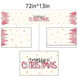 Pink Christmas Table Runner Merry Xmas Tree Winter Holiday Party Decoration Seasonal Home Kitchen Dining Room Island Decor (13" X 72")