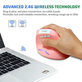 Wireless Vertical Ergonomic Optical Mouse, Pink Computer Mouse With 3 Adjustable Dpi 1000/1600/ 2400, 5 Buttons For Laptop, Desktop, Pc, Macbook