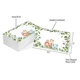 Table Place Card, Jungle Safari Animal Themed Tent Style Cards, Pack Of 25 Half-Fold Reception Place Cards, Perfect For Baby Showers, Jungle Safari Birthday Party, Special Events A33