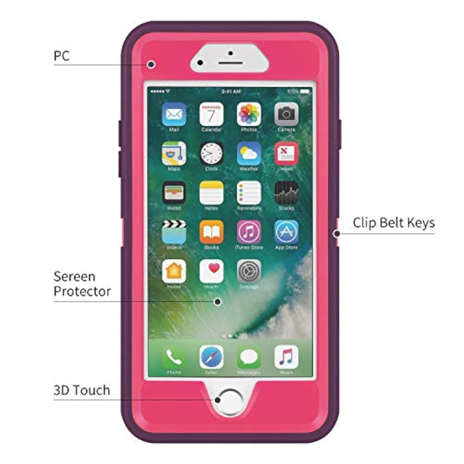 Iphone 6/6S Case Heavy Duty Shockproof High Impact Tough Rugged Hybrid Rubber Triple Defender Protective Anti-Shock Silicone Mobile Phone Cover For Iphone 6/6S 4.7"(Wine)