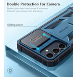 Samsung Galaxy A17 and A16 Phone Case with Slide Camera Cover in Blue