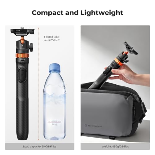 MS08 62'' Phone Selfie Stick Tripod, 2-in-1 Extendable Cell Phone Tripod Stand with Remote, 360° Ball Head Camera Tripod Compatible with DJI Osmo