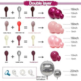 Purple Pink Balloon Arch Double Stuffed Pearl Pink Plum Silver Disco Foil Balloon For Birthday Prom Bridal Shower Mother’S Day Wedding Music Theme Party Decor