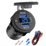 12 Volt Usb Outlet Dual Quick Charge 3.0 Port And Pd3.0 Usb C Car Battery Chargers Socket, Waterproof 12V Power Outlet Cigarette Lighter Replacement Diy Kit With Voltmeter And Switch For Boat