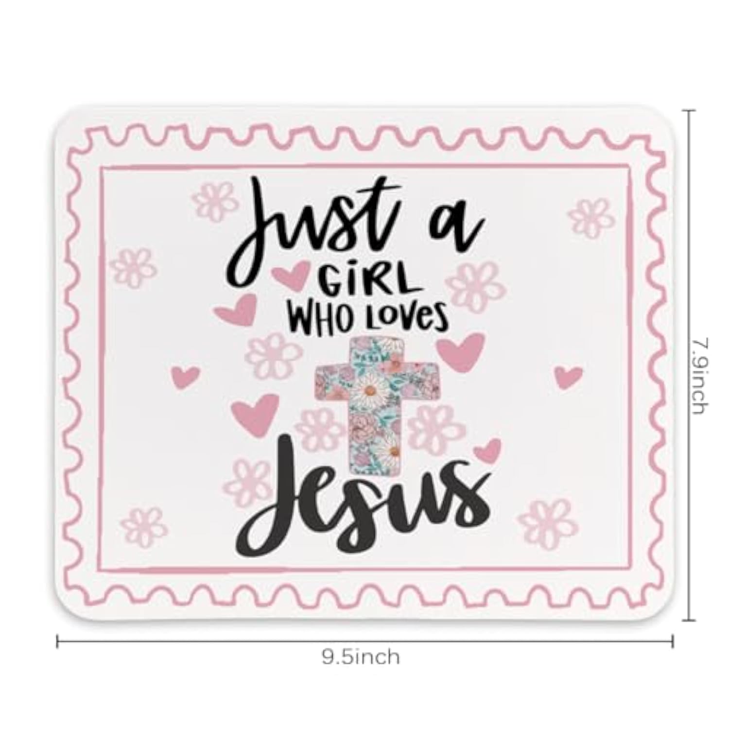 Christian Bible Verse Mouse Pad,Preppy Cute Christian Gifts For Women,Just A Girl Who Loves Jesus,Non-Slip Rubber Base Mousepads For Home Office Dorm Desk Decor,9.5X7.9 Inches