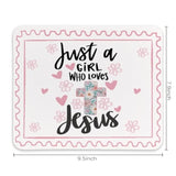 Christian Bible Verse Mouse Pad,Preppy Cute Christian Gifts For Women,Just A Girl Who Loves Jesus,Non-Slip Rubber Base Mousepads For Home Office Dorm Desk Decor,9.5X7.9 Inches