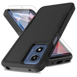 For Moto G Play 2024 Case, [Military Grade Drop Tested] With Screen Protector, Dual Layer Protective Heavy Duty Cell Phone Cover Non-Slip Shockproof Case For Motorola G Play 4G 2024 (Black)