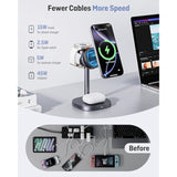 2025 New Magnetic Wireless Charger Stand With Active Cooling Fan, 15W Qi2 Fast 3 In 1 Charging Station For Apple Charger Stand, Wireless Charger For Iphone16/15/14/13/12 Series, Apple Watch, Airpods