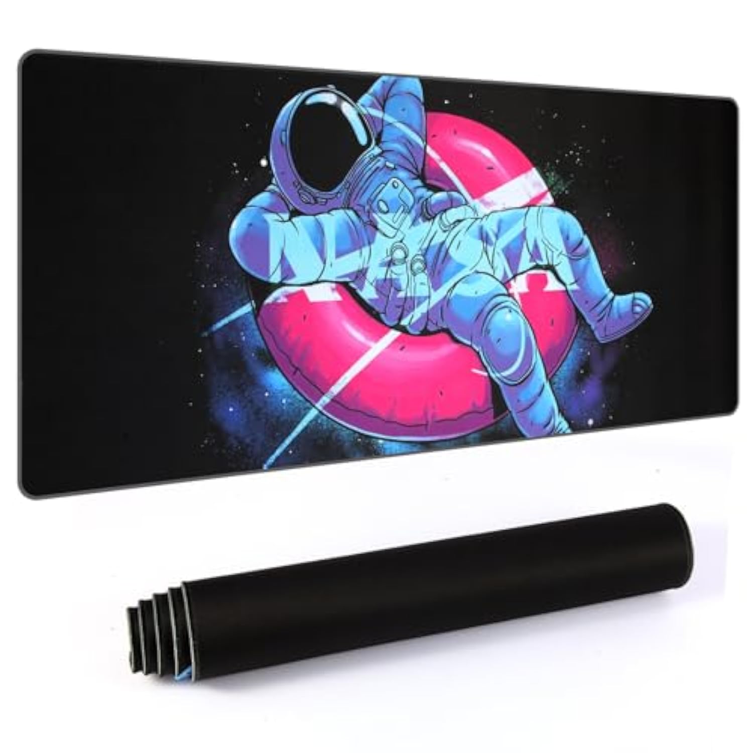 Cute Astronaut Mouse Pad Mat Kawaii Black Desk Decor Mat, 35.43 X 15.75 Inches Extra Large Mouse Pad For Desk Computer Keyboard Laptop, Non-Slip Base Gaming Mousepad Home Office Accessories