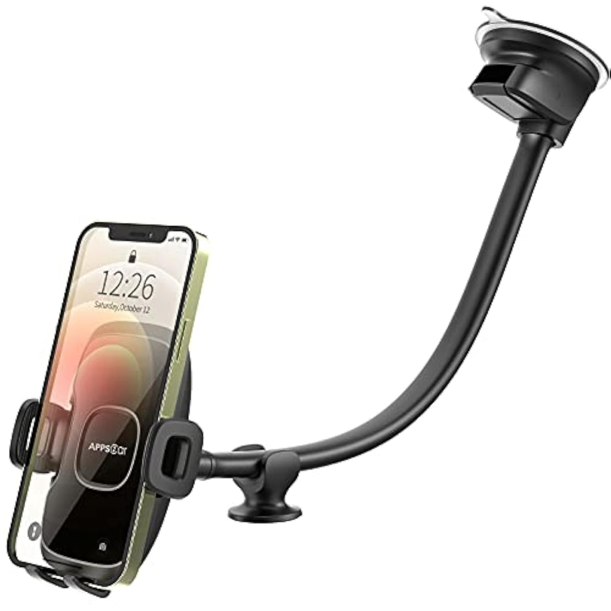 14'' Gooseneck Car Phone Holder,Heavy Duty Phone Holder For Truck, [Flexibile Long Arm] [Anti Shake Stabilizer]Windshield Car Phone Mount Suction Cup,Fit For Iphone, Samsung &Other Cellphone
