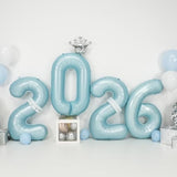 2026 Blue Number Balloons 40 Inch Foil Crown Party Supplies New Year