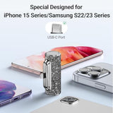 Mini Portable Charger USB C, 4500mAh Small Power Bank with Built-in USB-C Connector, Bling Glitter Battery Pack for iPhone 16/15 Pro/Pro Max/Plus, Samsung Galaxy S24/S23/Android – Shiny Black