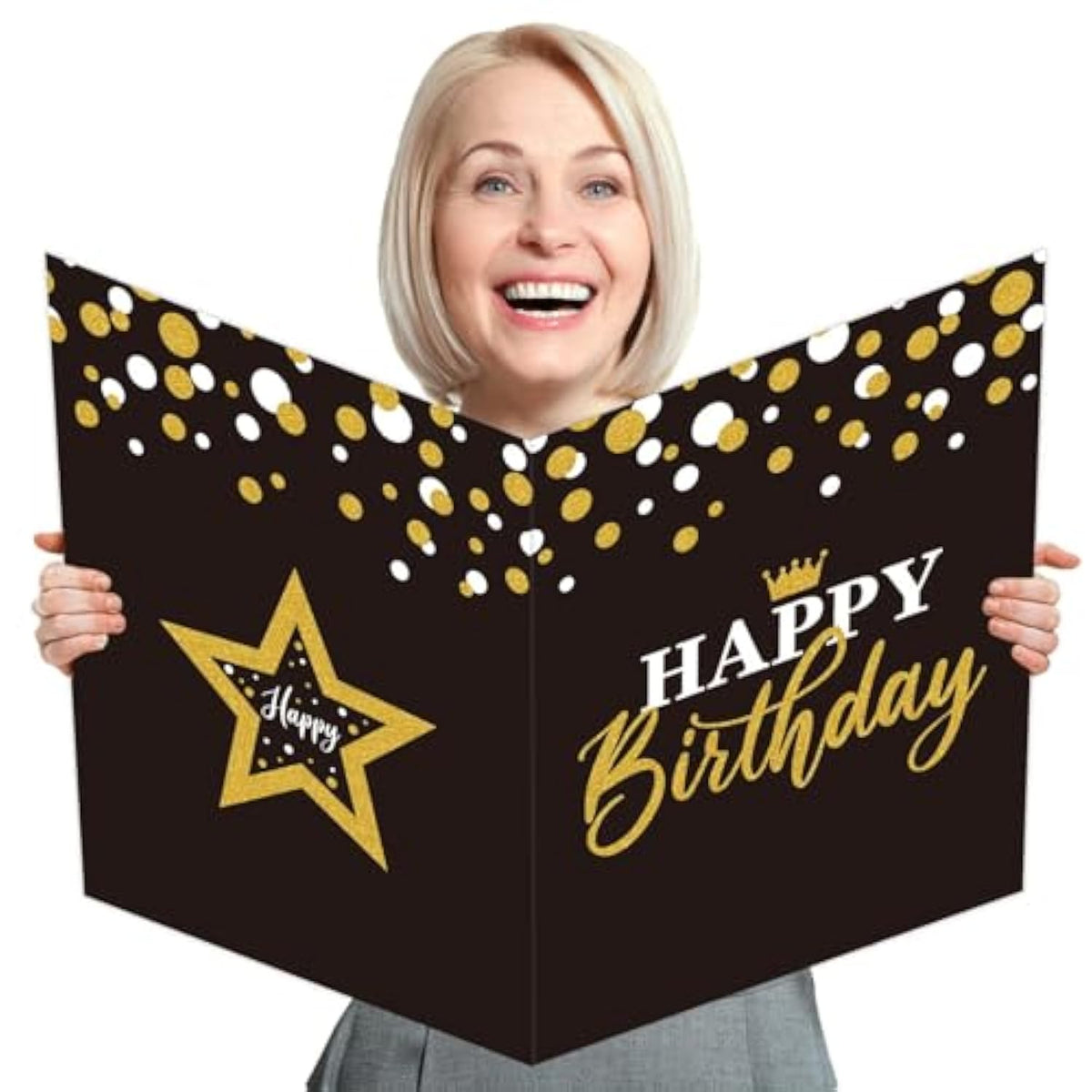 Jumbo Birthday Card Giant Guest Book Happy Birthday Party Decorations Supplies Gifts For Office Teacher Women Men Co-Worker -Large 14 X 22 Inches