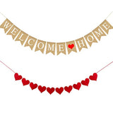 Rustic Burlap Welcome Home Banner: Heart Garland Party Decor