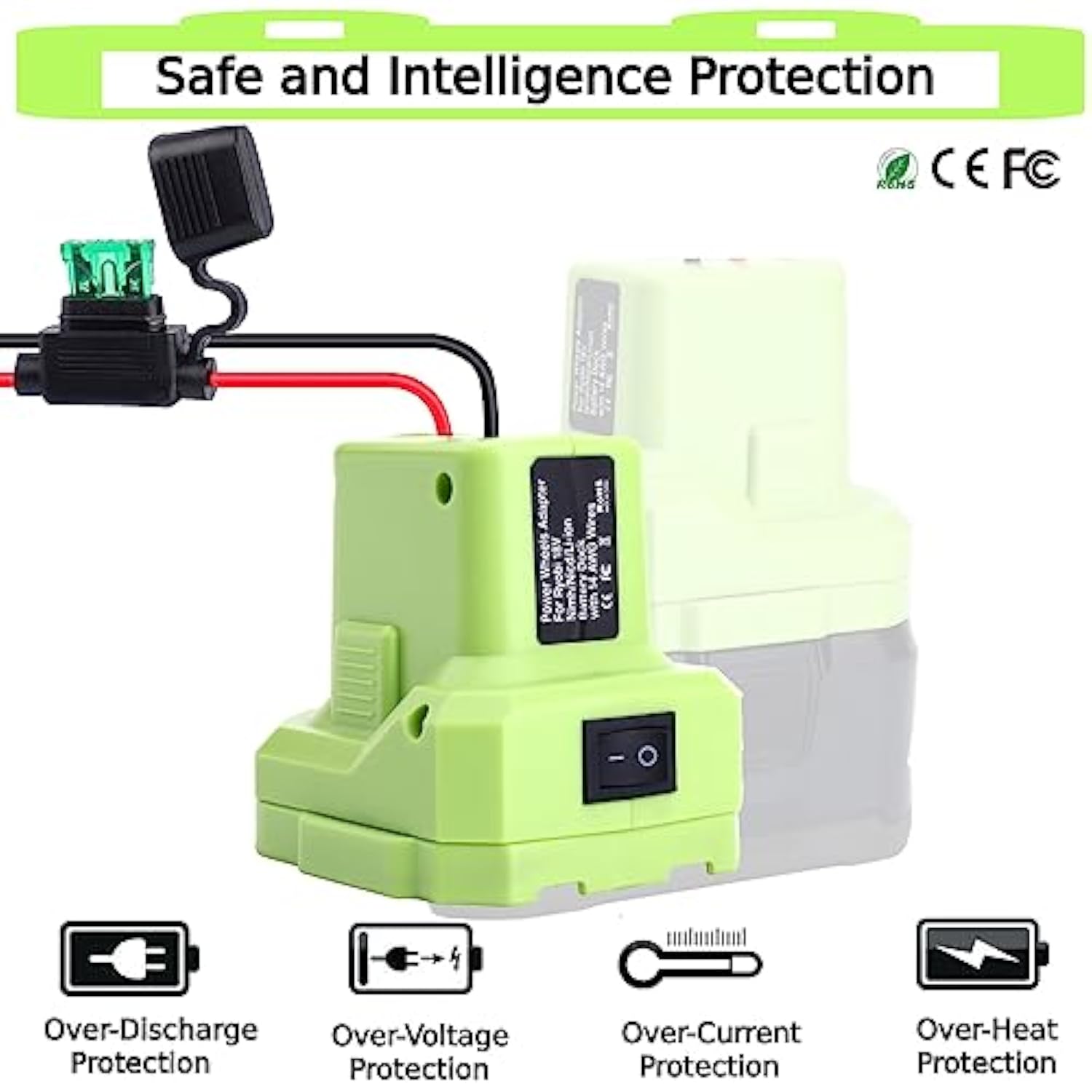 Power Wheels Battery Adapter Compatible With Ryobi 18V One+ Battery With Fuse & Wire Terminal P108 P107 P100 P102 P109 P189 P190 Power Connector For Rc Toy Car, E-Bike And Robotics