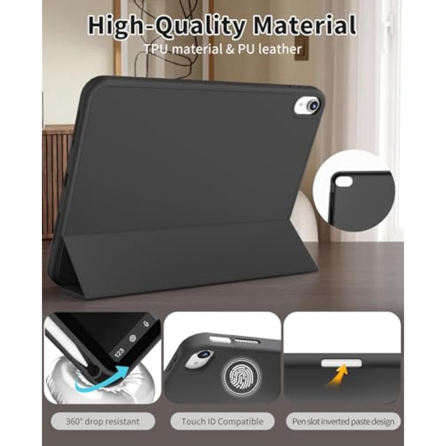 New Ipad 10Th Generation Case 10.9 Inch 2022 With Pencil Holder, Smart Slim Tr