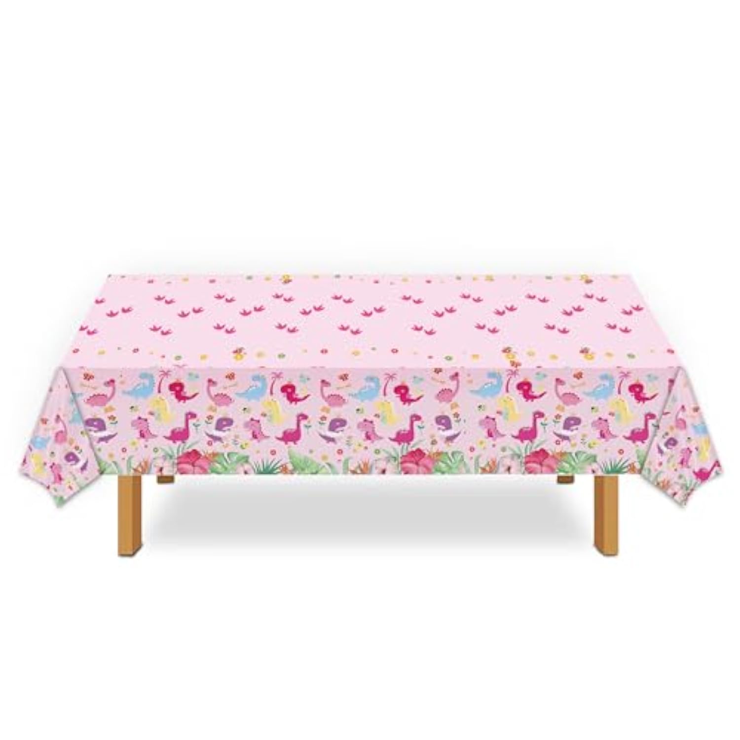 Dinosaur Birthday Party Supplies For Girls - Dinosaur Tablecloth, Decorations In Pink