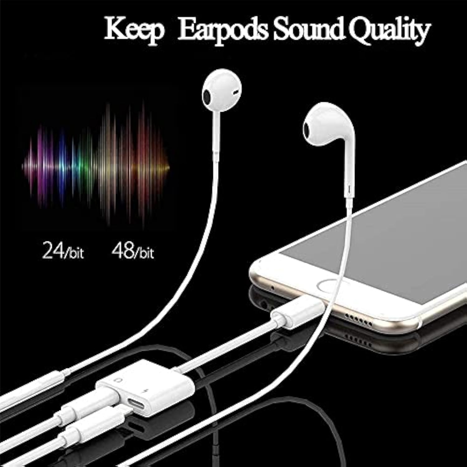 [Apple Mfi Certified] 2Pack Iphone Lightning To 2 Lightning Adapter, Dual Lightning Aux + Charger Adapter Dongle Cable Splitter Compatible For Iphone 12/11/Se/X/Xr/Xs/8/7/6 Support Call + Charging