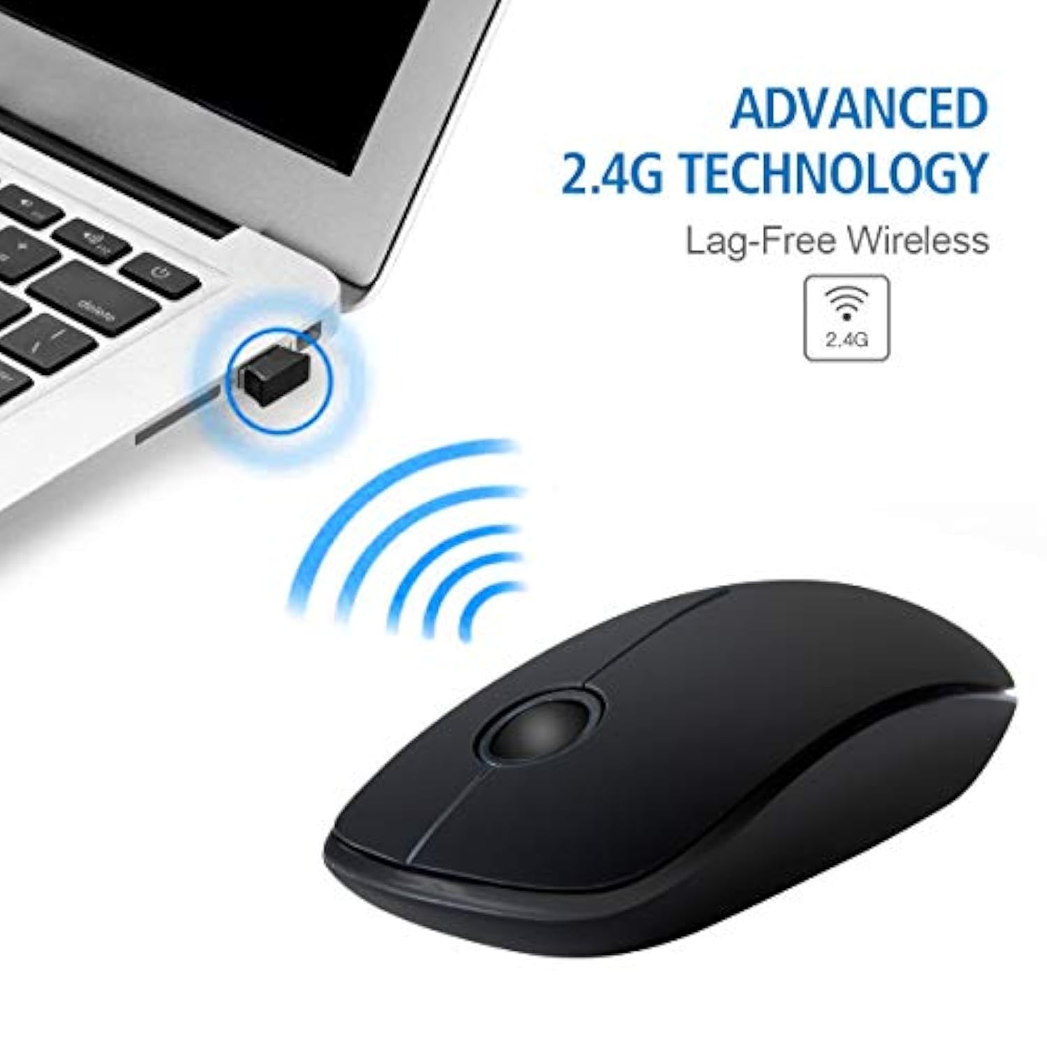 Wireless Mouse, Silent Slim Mouse 2.4G Portable Mobile Optical Office Mouse Wi