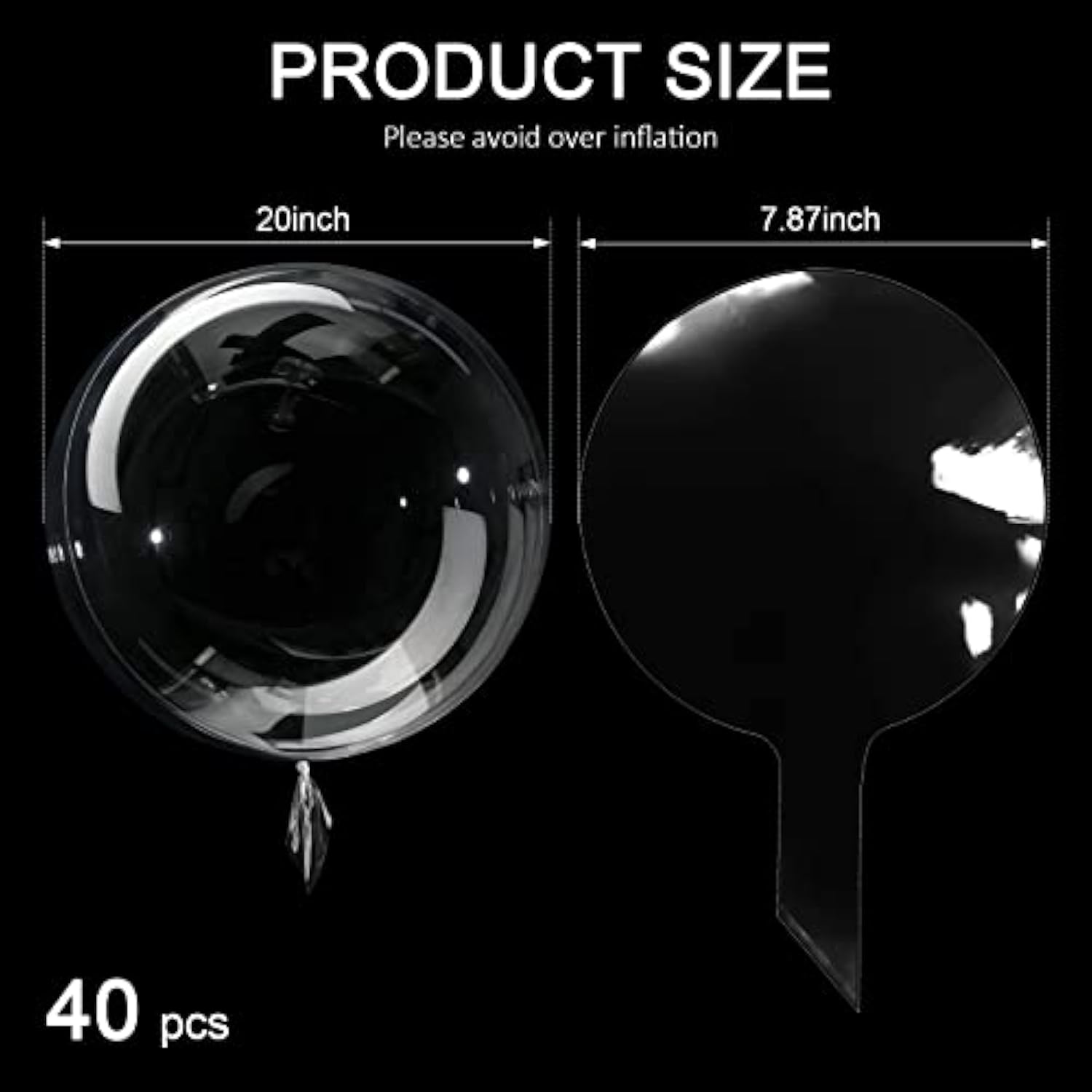 40 Pcs Bobo Balloons Clear Balloons For Stuffing Bubble Transparente Burbuja For Valentines Christmas Wedding Birthday Party Decoration(20 Inches)