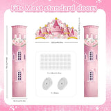 Princess Castle Door Banner – 3Pcs Pink Castle Backdrop With Floral Towers, Hanging Princess Photo Booth Backdrop For Girls Birthday Party Baby Shower Decorations