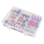 18 Grids Plastic Organizer Box With Dividers, Clear Compartment Container Storage For Beads Crafts Jewelry Fishing Tackles, Size 7.9 X 6.2 X 1.2 In