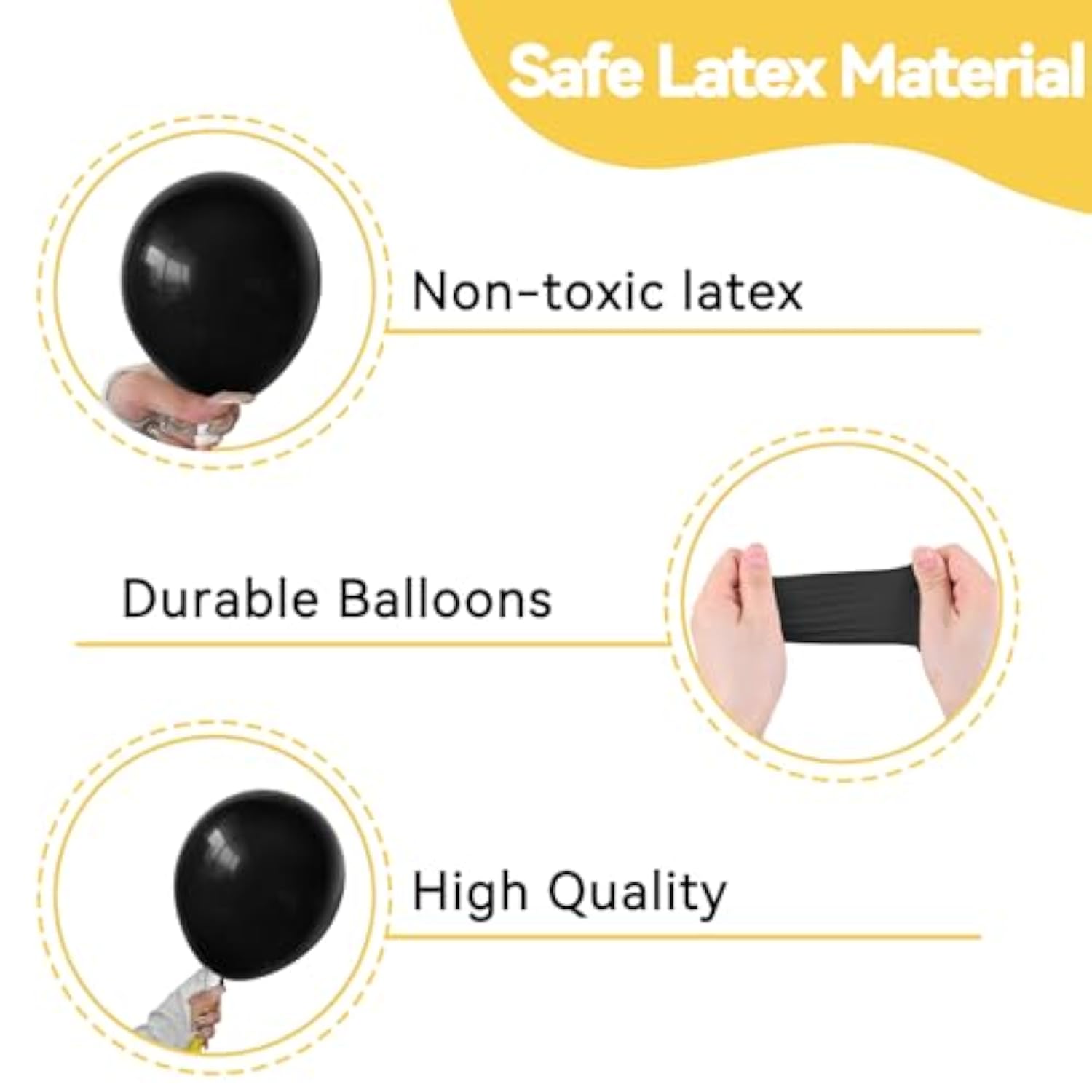 Metallic Black & Gold Balloon Kit 12-Inch Confetti & Star Foil Party Decor