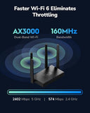 Wr3000E Ax3000 Gigabit Dual Band Wi-Fi 6 Mesh Router, Mu-Mimo, Ofdma, Wireguard, Openvpn, Wpa3, Mesh And App Supported, Wr3000E V2.0, Black