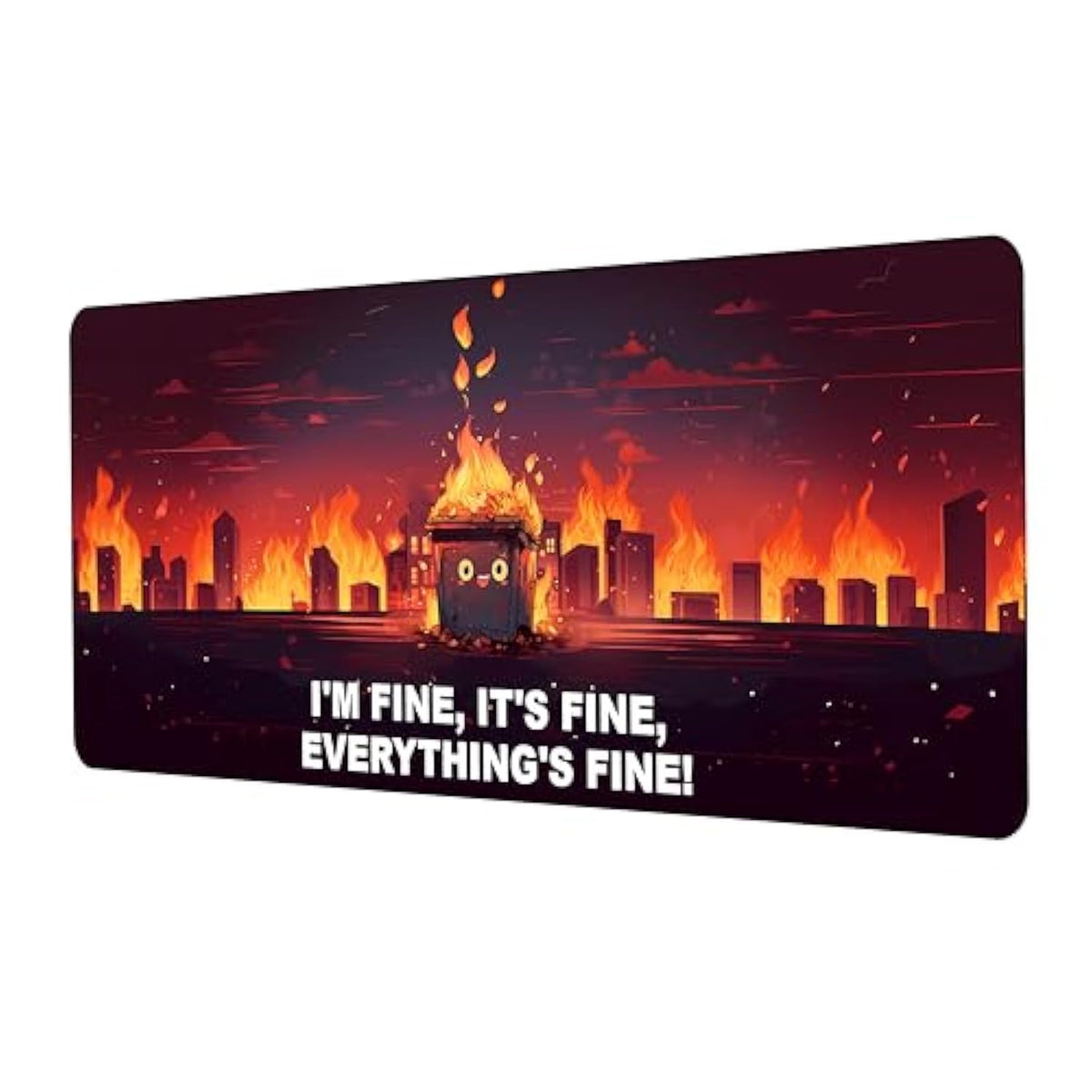 Dumpster Fire Funny Mouse Pad, I'M Fine, It'S Fine Desk Mat, Xl Anime Gaming Keyboard Mat, Non-Slip Rubber Base, Big Extended Desk Protector For Home Office, 31.5×11.8 Inch (Dumpster Fire)