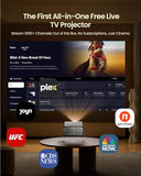 Smart Projector With Netflix Ready & Free Live Tv, 1500 Ansi Lumens & 4K Decoding, 2Gb+32Gb Memory & Memc, 360° Adjustable Stand, Ai Auto Focus, Dolby Audio