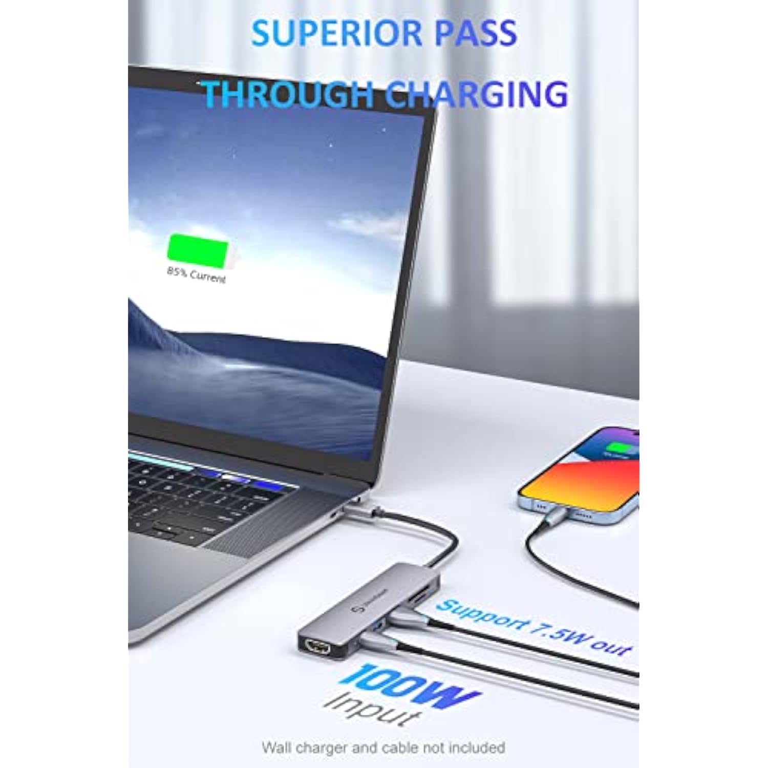Usb C Hub, 4K@60Hz Usb C To Hdmi Adapter For Macbook Pro, 6 In 1 Usb C Dongle