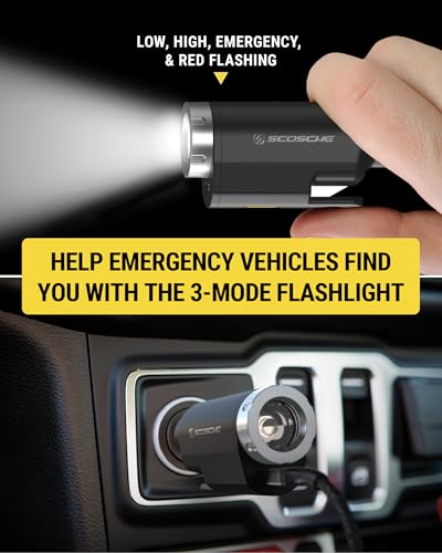 PB5N1 GoBat Pro 5-in-1 Vehicle Safety Kit, Emergency Car Escape Tool with Seatbelt Cutter, Glass Window Breaker, LED Flashlight, 12W USB-C Car