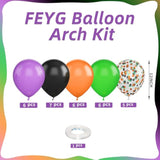 12" Halloween Balloon Set – Purple Green Orange with Black Confetti Balloons