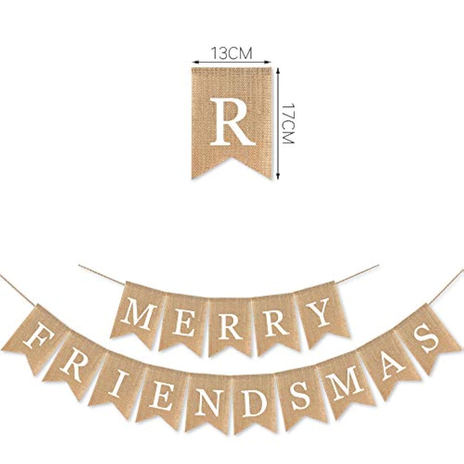 Burlap Merry Friendsmas Banner Christmas Holiday Friends Party Supplies Garland Decoration