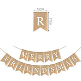 Burlap Merry Friendsmas Banner Christmas Holiday Friends Party Supplies Garland Decoration