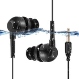 AGPTEK IPX8 Waterproof in-Ear Earphones, Coiled Cable Swimming Earbuds with Stereo Audio Extension Cable, Wired,Black